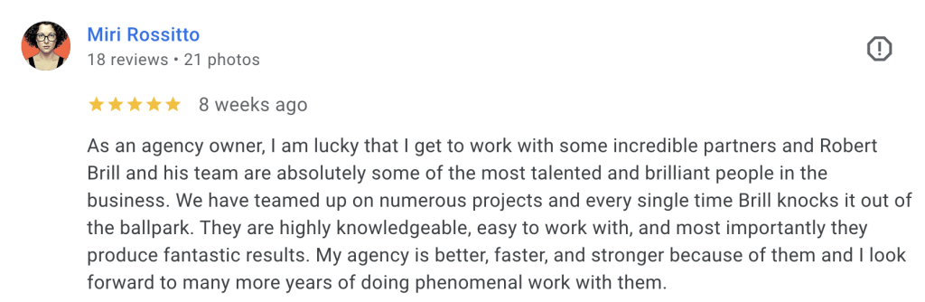 Brill Media five star review rating